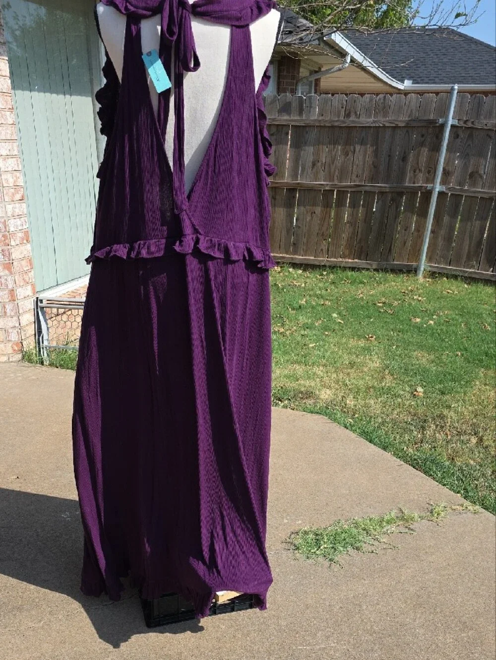 Anthropologie Plum Ruffle-Trim V-Neck Maxi Dress - Picture 2 of 7